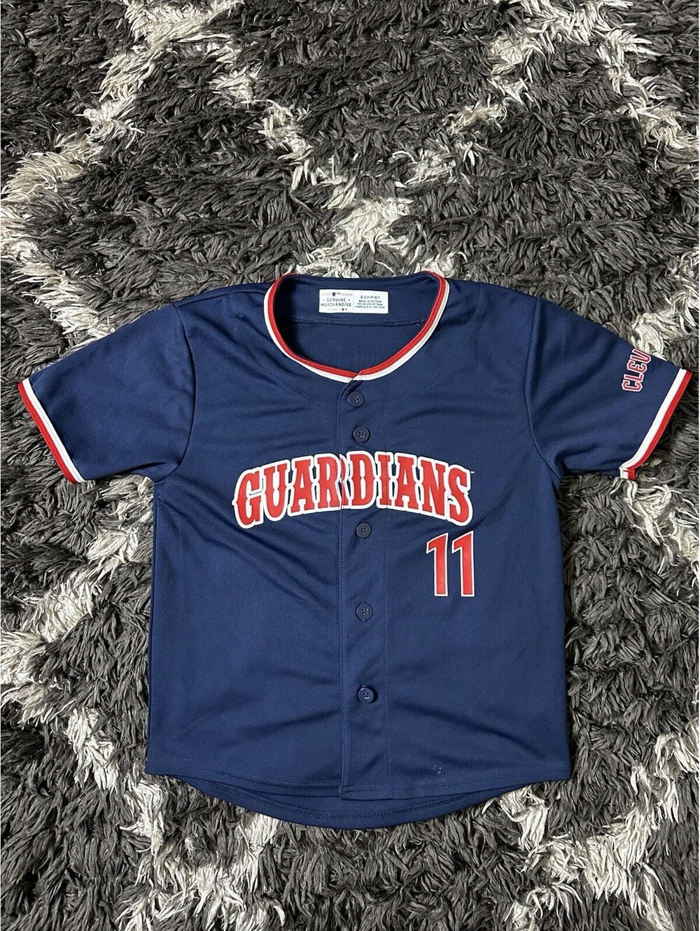 MLB Cleveland Guardians Jose Ramirez 11 Youth Baseball Jersey Navy Blue S 6/7